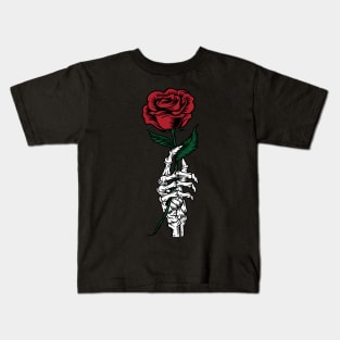 Beautiful Rose in Skeleton Hand - Bone Kids T-Shirt